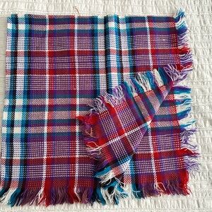 Large Vintage Deadstock Colorful Plaid Fringe Scarf
